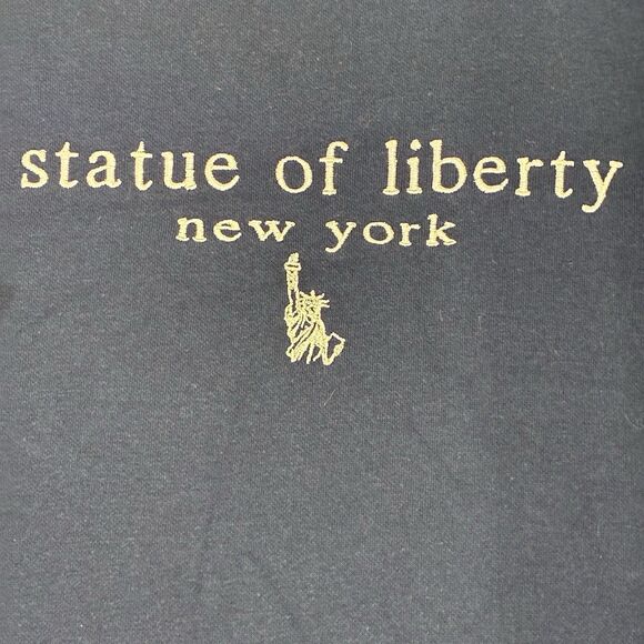 Blue 84 Statue of Liberty New York Embroidered Crewneck Sweatshirt Large Black - Picture 2 of 8